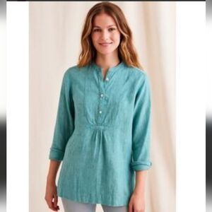 J Crew x Baird McNutt Irish Linen Sea Foam Blue Top 6